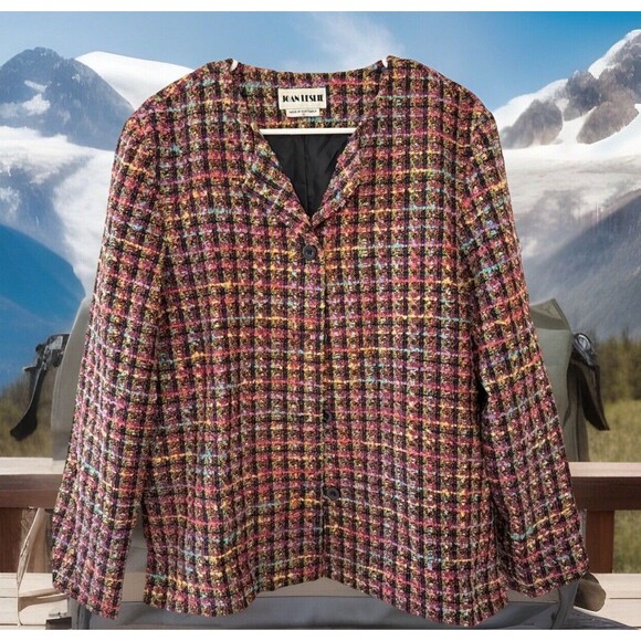 Joan Leslie Boucle blazer jacket Fully lined - size 12 - Picture 1 of 7